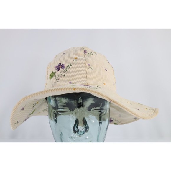 Vintage 90s Streetwear Distressed Floral Flower Corduroy Bucket Sun Hat Womens main image 7